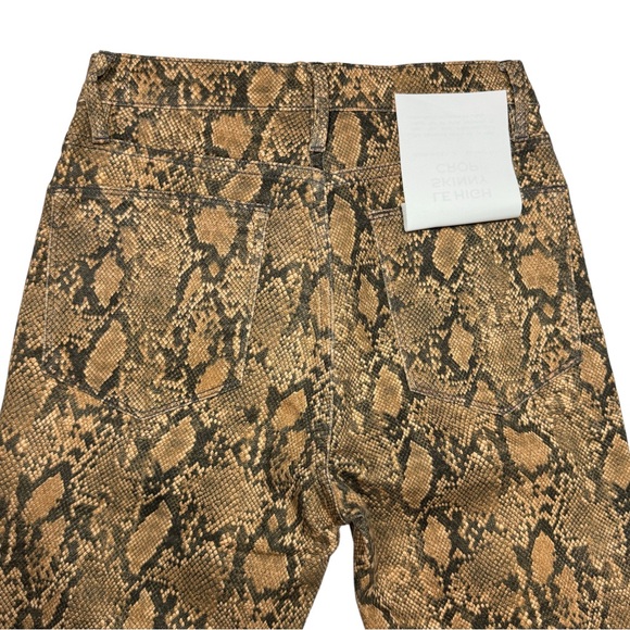 Frame NWT Le High Skinny Crop Snake Effect Jeans in Tan/Black Size 27 - Picture 8 of 16